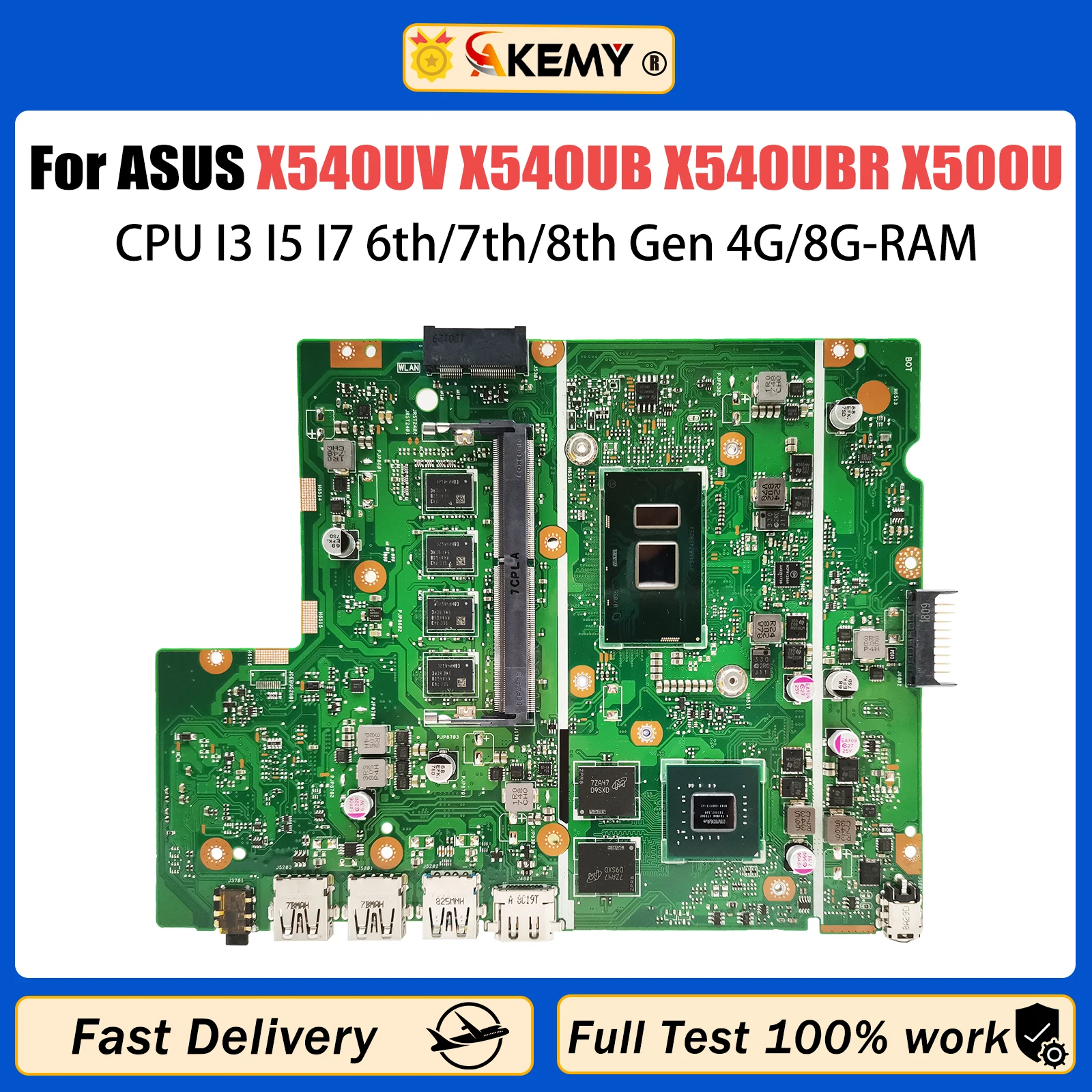 

For ASUS X540UV X540UB X540UBR X500U X543U R540U P540U F540U A540U K540U Laptop Motherboard CPU I3 I5 I7 6th/7th/8th Gen 4G/8G