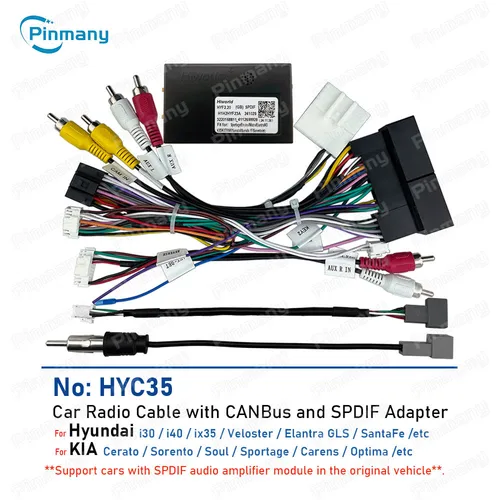 Arnés de cables de Radio para coche, adaptador SPDIF CAN Bus para Hyundai i30 i40 ix35 Veloster KIA Cerato Sorento Soul Sportage Carens Optima