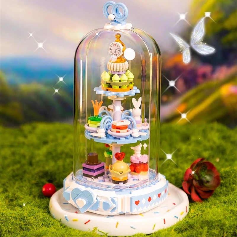 

Magical Girl Building Blocks Afternoon Tea Series Educational Building Desktop Model Ornaments Toys Kawaii Birthday Gift