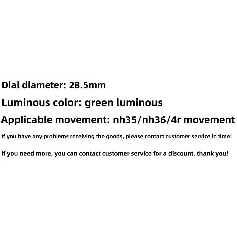 New for NH35 Dial 28.5MM Can Dial Green Luminous Mechanical Watch Modification for NH36 Literal Watch Accessories
