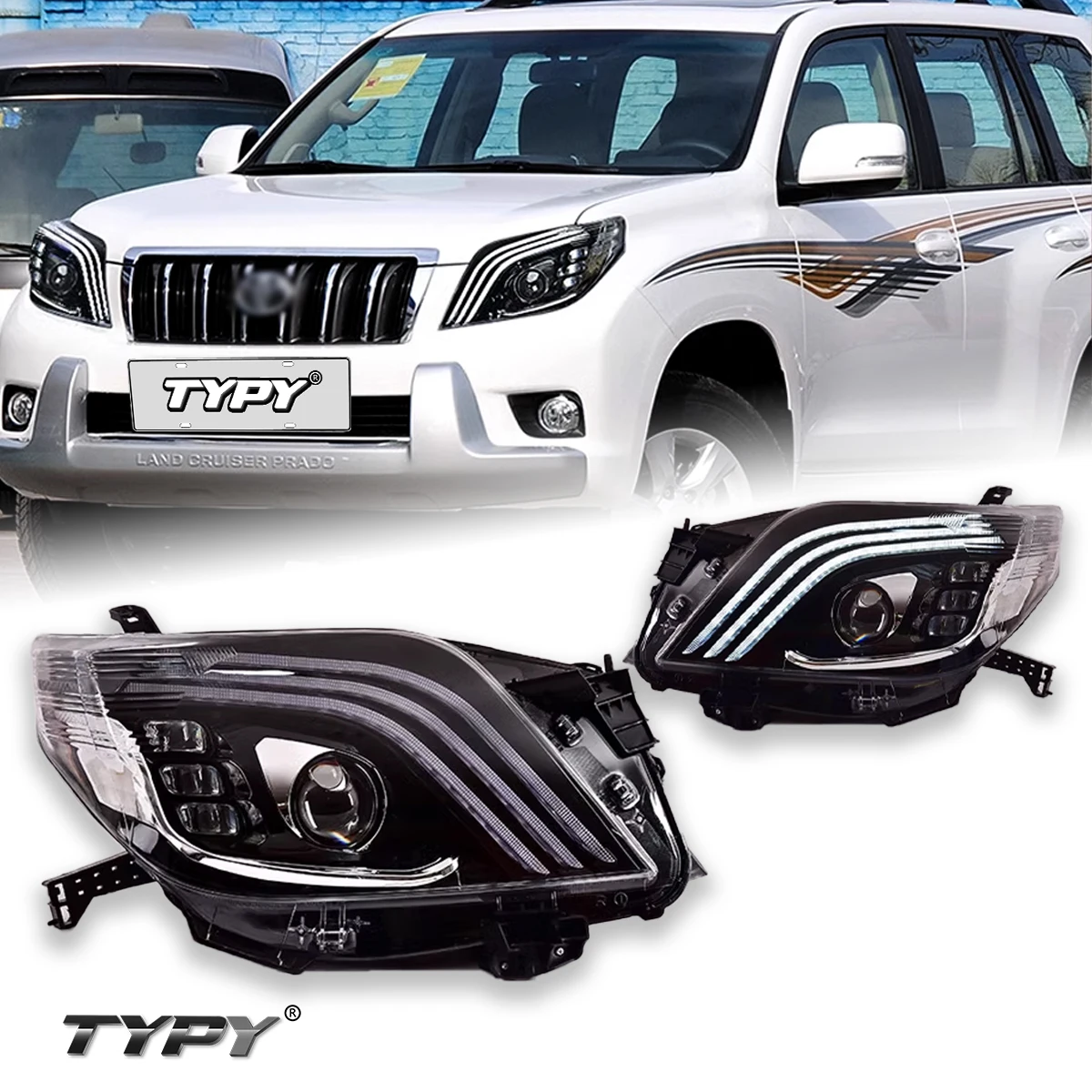 

TYPY новые светодиодные автомобильные фары для фар Toyota Prado 2010-2013 сигналы автоаксессуары дневные ходовые огни