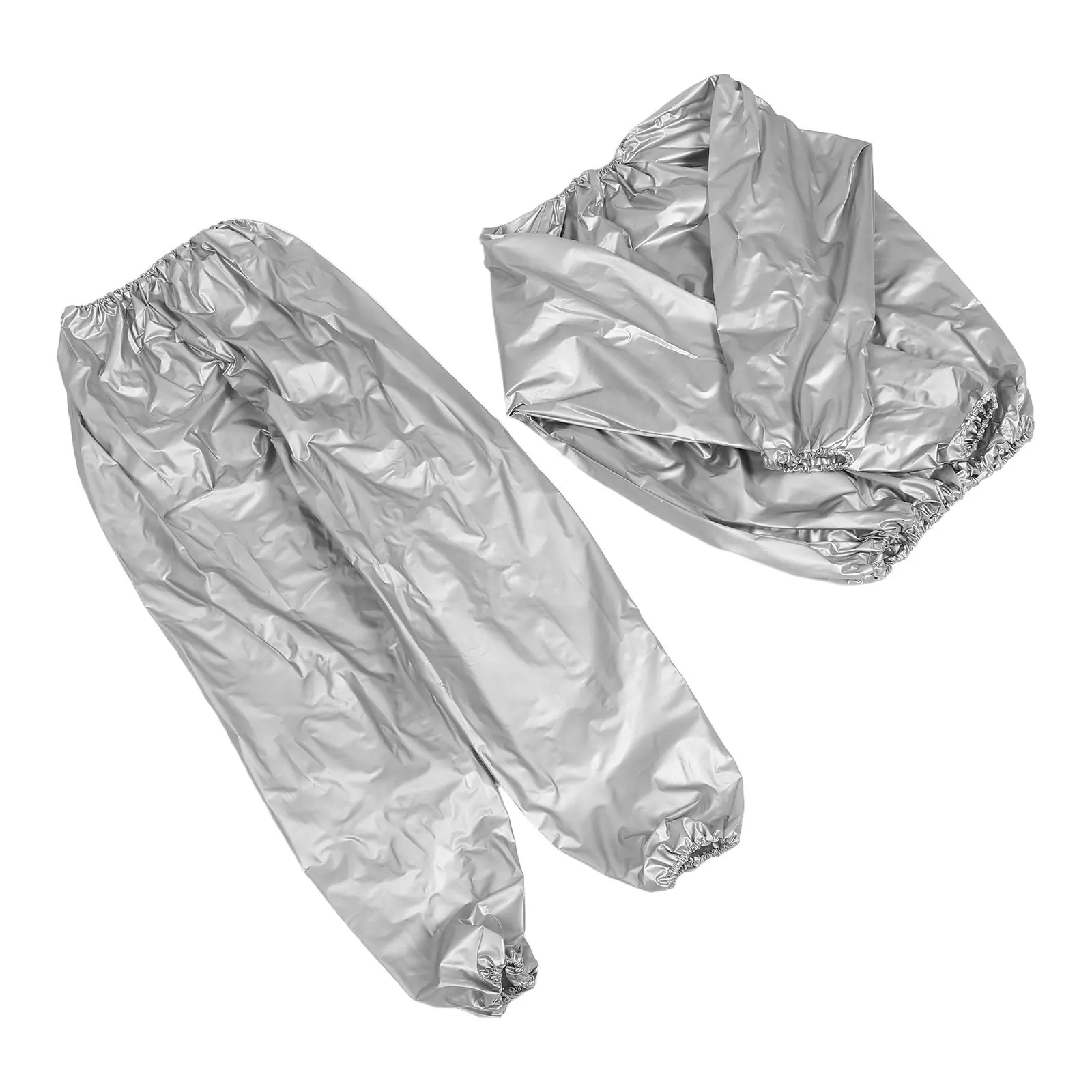Sauna Suit Men Women 0.15mm Silver Full Body Plastic Sweat Suit Heat Boosting Gym Running Boxing Workout Training