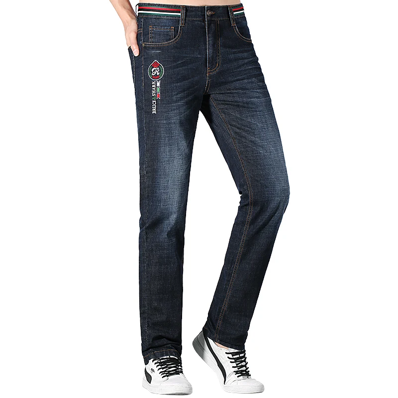 Men\'s Long Summer Jeans 2024 Bruce&Shark Loose Fit Stretching Cotton Casual Fashion Thin Big Size Jeans For Men Baggy Straight
