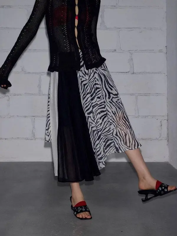 

Новинка Весны: Женская асимметричная юбка из шифона с принтом и вставками, в стиле Uni Mode Island Vaion, из полиэфирного волокна