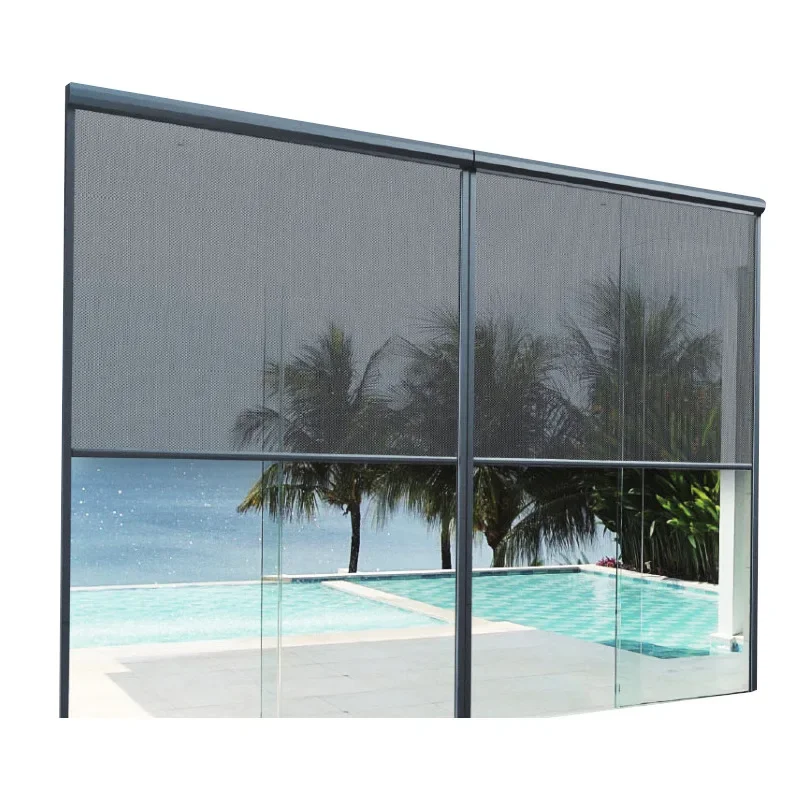 2026 Intelligent Electric Windproof Curtain Blackout Flame Retardant Rainproof Outdoor Sunshade Sun Room Shop Engineering Blind