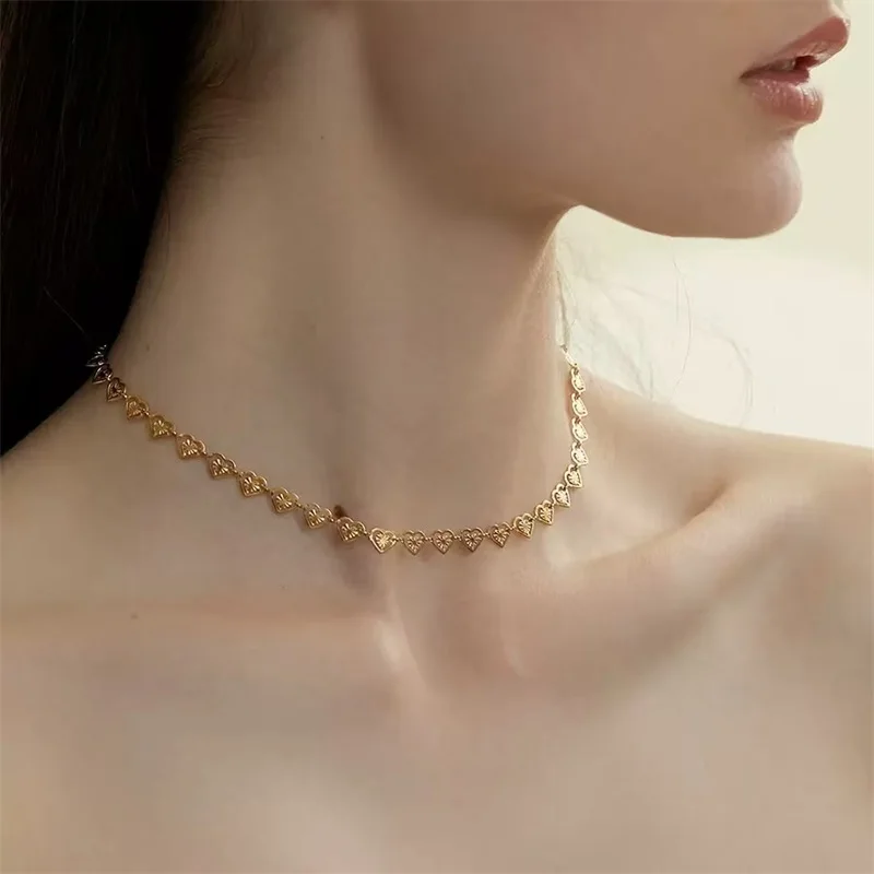 EILIECK 316L Edelstahl Kreatives Herz-Halsketten-Armband-Ohrringe-Set Modischer Goldfarbener Wasserdichter Schmuck für Frauen und Mädchen – Detail 14