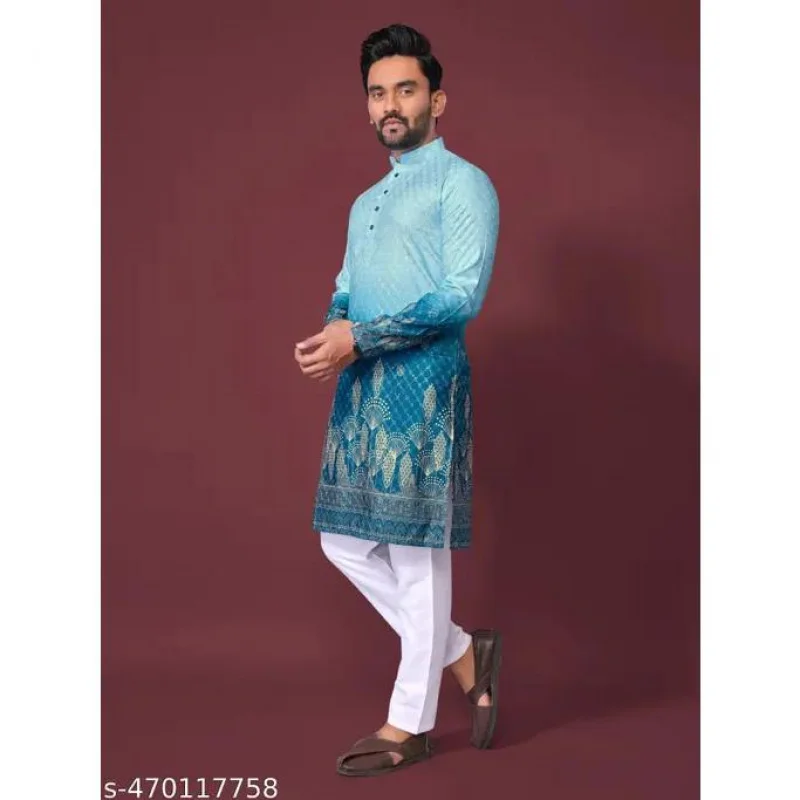 Muslim Caftan Dubai Men'S Robe Long-Sleeved Ethnic Style 2025 Stand Collar Arabic Clothing Men'S Islamic Casual Robe