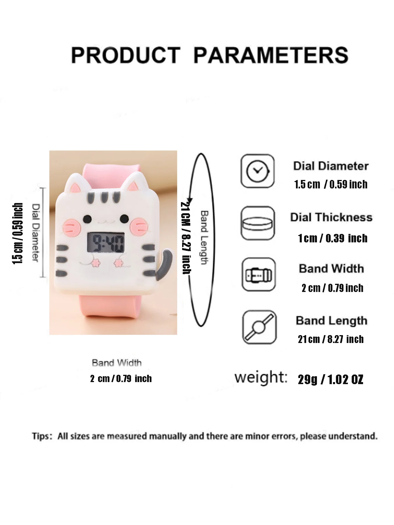 ساعة رقمية على شكل قطة كرتونية مربعة لطيفة مع مادة سيليكون، مناسبة للارتداء اليومي، هدية في المهرجانات، عيد الشكر