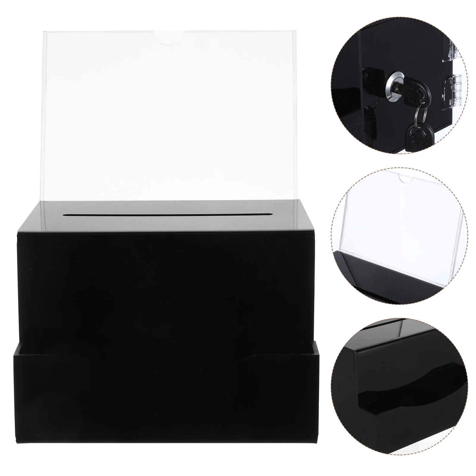 

Lockable Acrylic Voting For Fundraising Donation Ballot Collection Secure Storage Public Suggestion Box Black Office Use