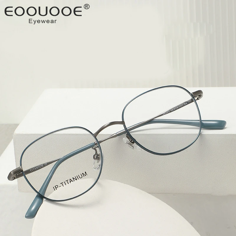 

48mm Eyewear For Women Men Titanium Only 9g Vintage Optical Glasses Frame Filter Blue Light Anti-Reflective Myopia Hyperopia