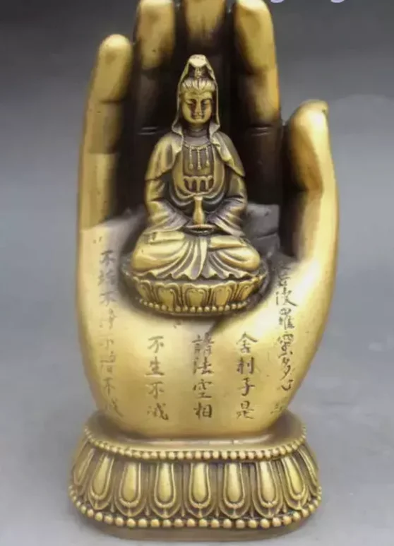 

Chinese Buddhism Bronze Kwan-yin Bodhisattva Goddess Hand Buddha Statue