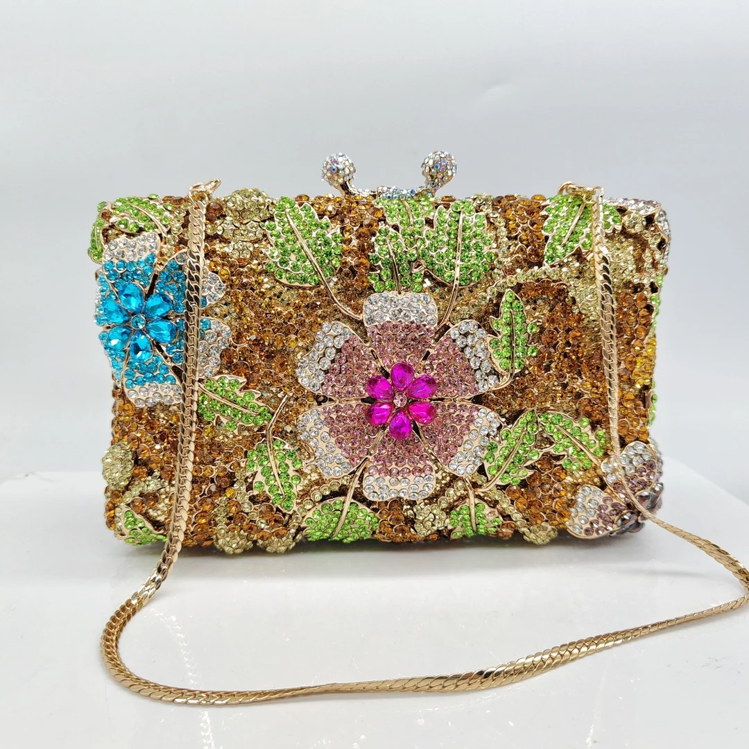 Hollow Flower Diamond Dinner Bag High-end Diamond Evening Women's Crystal Clutch Purses Luxury Designer Bolsas Marcas Originales