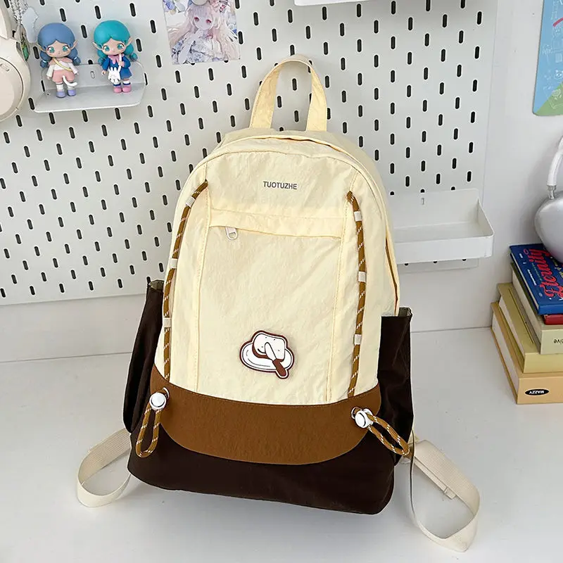 Japanse stijl schattige eenvoudige kleuraanpassing schooltas grote capaciteit rugzak reizen woon-werkverkeer opbergtas damestas