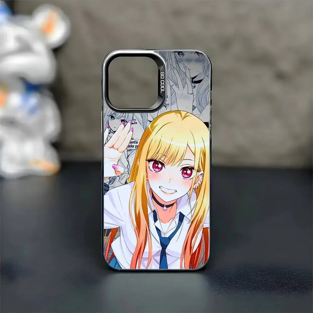 Meu vestido querido anime capa de telefone para iphone17,16,15,14,13,12,11 pro max blcak colorido banhado a prata dentro da capa de telefone
