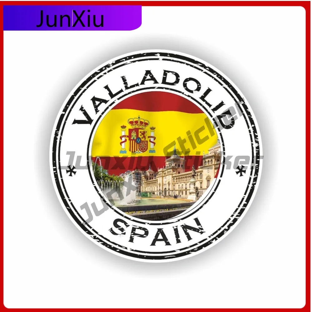 

Valladolid Spain Seal Stylish Helmet UV Resistant Sticker Badge Sticker Round UV Resistant Decal Trendy Weatherproof Helmet