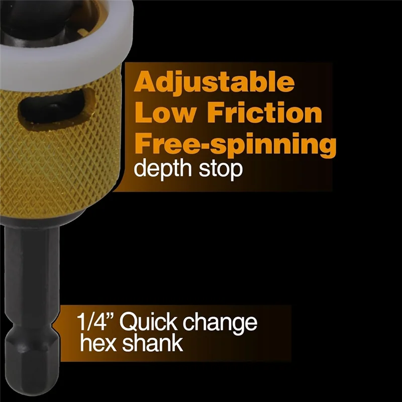 مجموعة لقم ثقب غاطسة ذات 3 رؤوس AEE مع توقف عمق احتكاك منخفض، مثقاب غاطس سريع التغيير 1/4 بوصة للخشب والبلاستيك