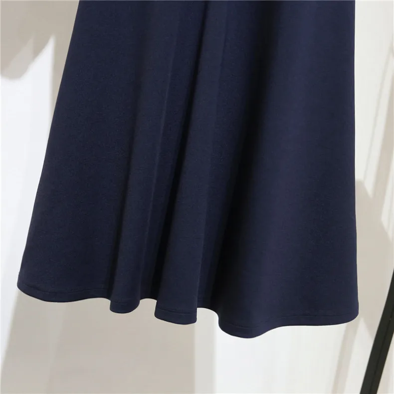 The new leisure lapel long dress in sports double knit female breathable quick-drying skirt