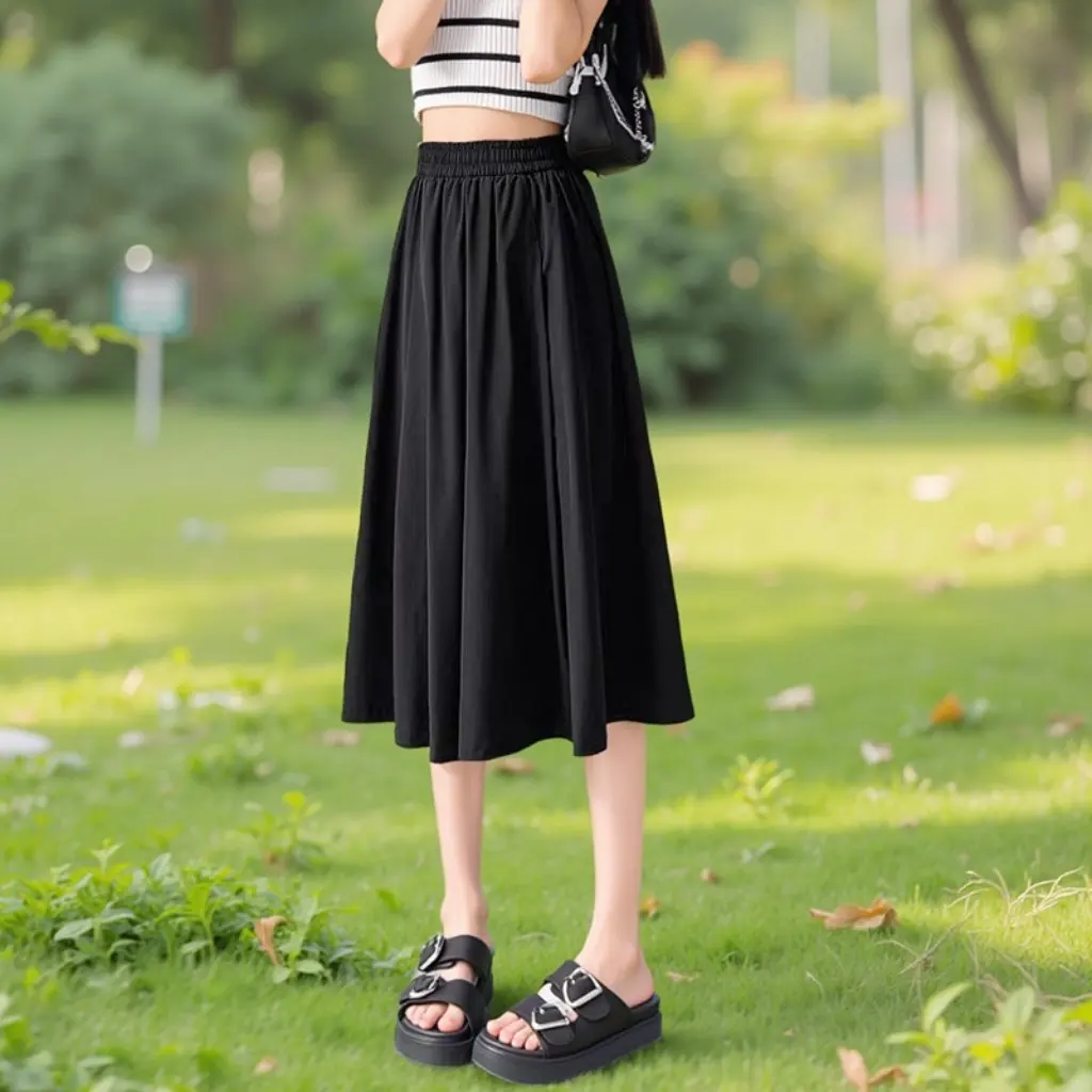 

Женская плиссированная юбка трапециевидной формы очень большого размера, 150 кг, с высокой талией, облегающая весна/осень, новый стиль для моды больших размеров