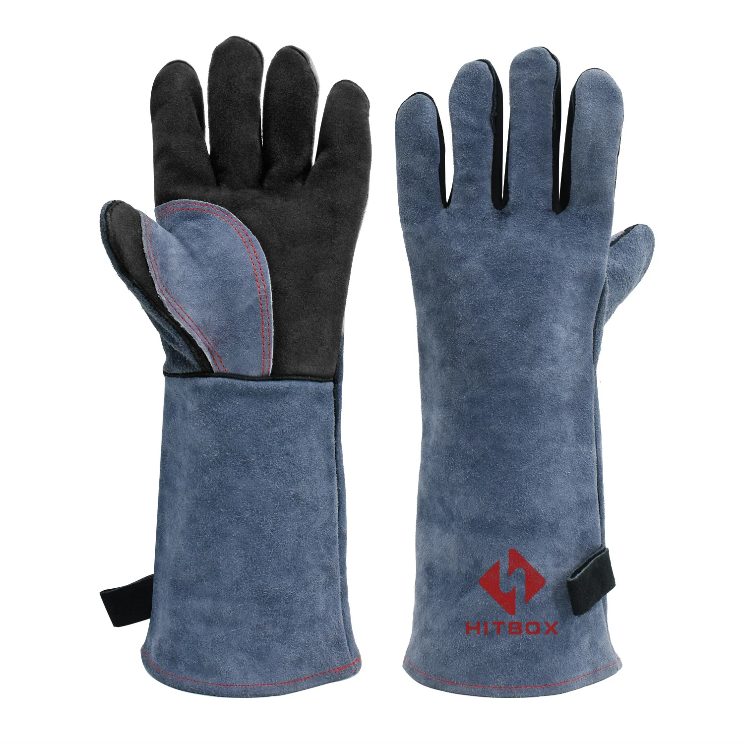 Cowhide Leather Gloves Anti-Slip Anti-Cut Protective Features Safety Gloves for Working Split Welding Black Color