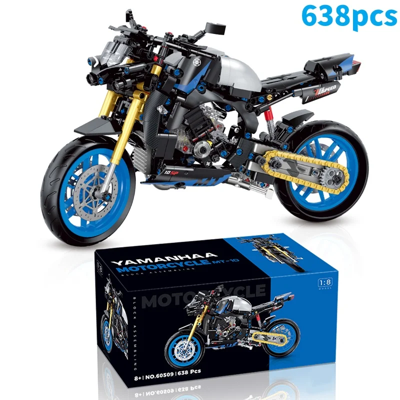 Classic Technical Motorcycle Building Blocks Bricks Famous Motorbike Locomotive Road Racer Assemble Model Vehicle Toy Kid Gift