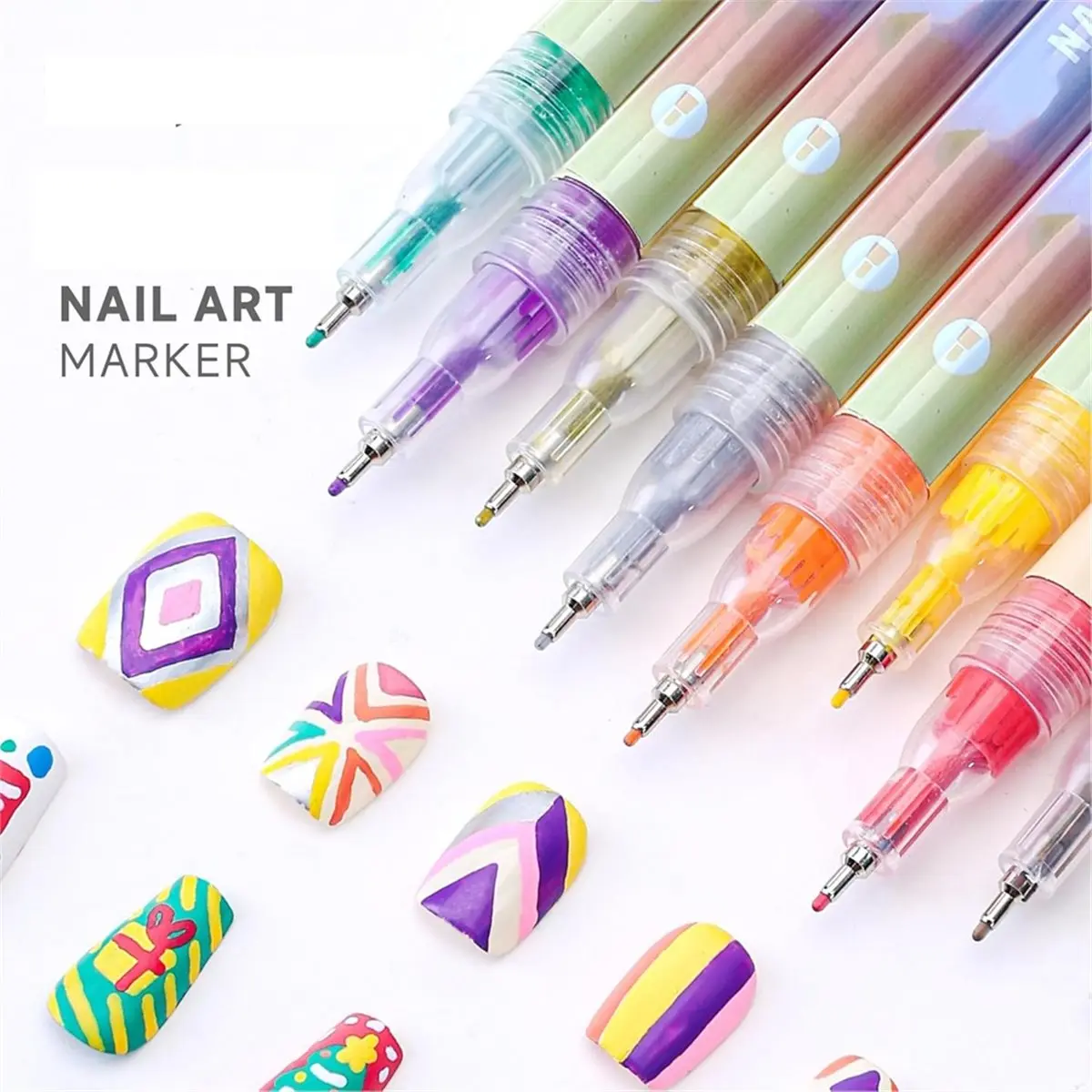 DT38 Nail Art Pens Set, 12 Colors 3D Nail Polish Pens,Nail Art Markers for Adult Drawing Doodling Journaling, Art Supplies