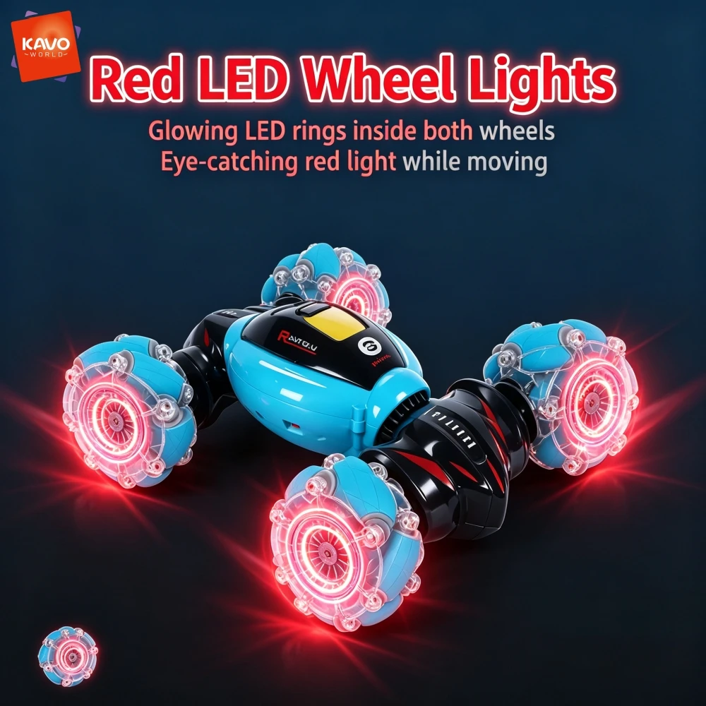 ``` Twisting Stunt Car 4x4 360 Rotating Drift Omni Directional Wheels with Red LED Lights All Floor Types Indoor Outdoor Rechargeable Electric Toy High Speed Hobby Racing Dual Mode Quick Deformation Transformable 4WD Vehicle Anti-Shock Double Sided Drivin
