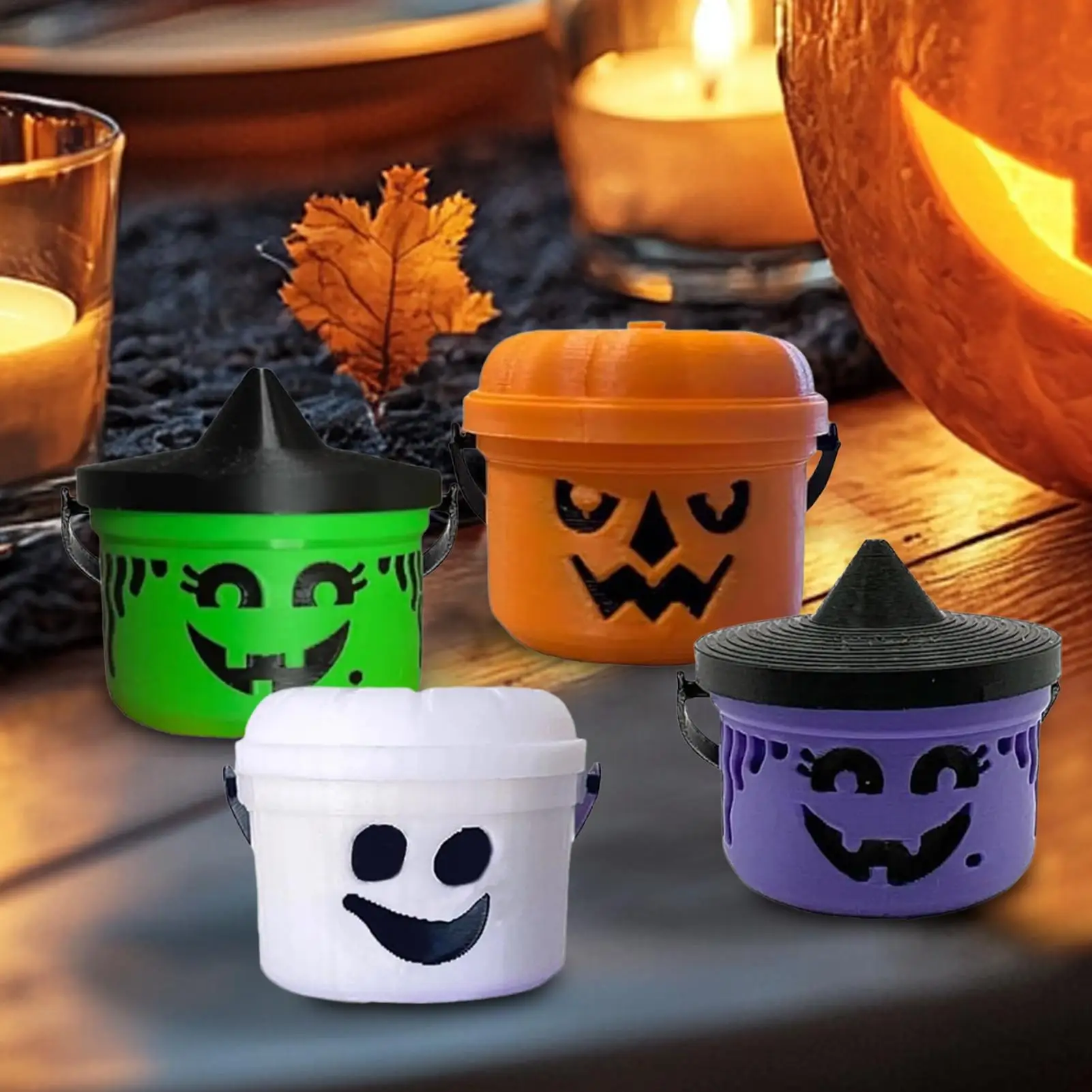 

Pumpkin Bucket Trick or Treat Pumpkin Pails Candy Holder Halloween Bucket Bowls Party Supplies for Kids Fall Holiday Gathering