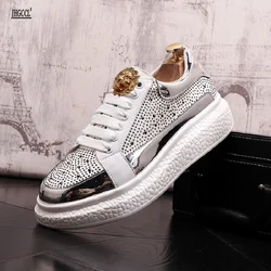 Men's casual shoes luxury rhinestones designer high quality High elastic force crease resistant soft soles shoes sneakers A6