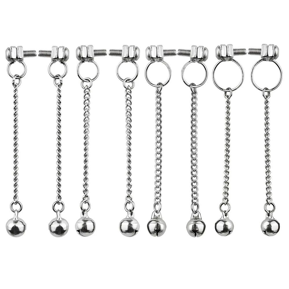 FRRK Pair Metal Nipple Clamps With Steel Chain Breast Clip Stimulator Teasing Bondage Sex Toys Fetish BDSM Sexy Shop for Adults