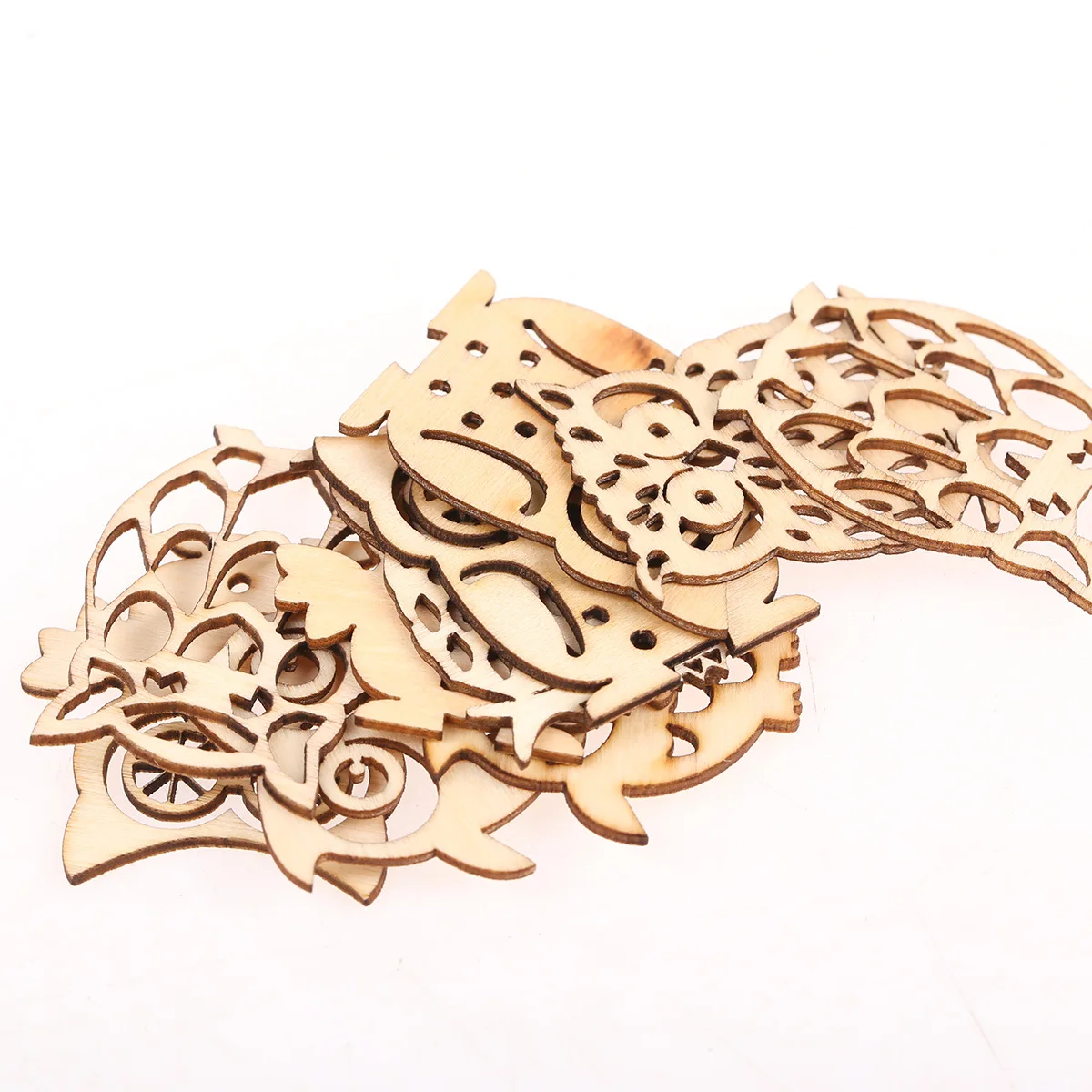 

10Pcs Wooden Owl Slices Unfinished Natural Wood Crafting Ornament for Home Party Decoration Wood Cutouts Veneers Slices Art