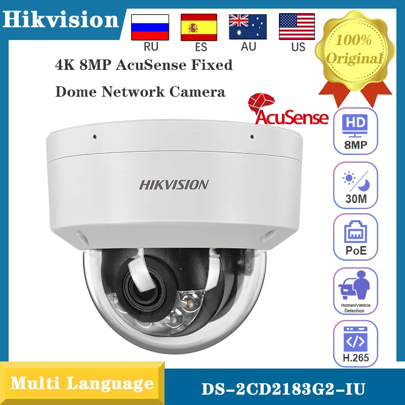 

Hikvision 4K 8MP POE IP Camera DS-2CD2183G2-IU AcuSense Human&Vehicle Detect Smart Event Built-in MIC SD Slot IP67 Bullet CCTV