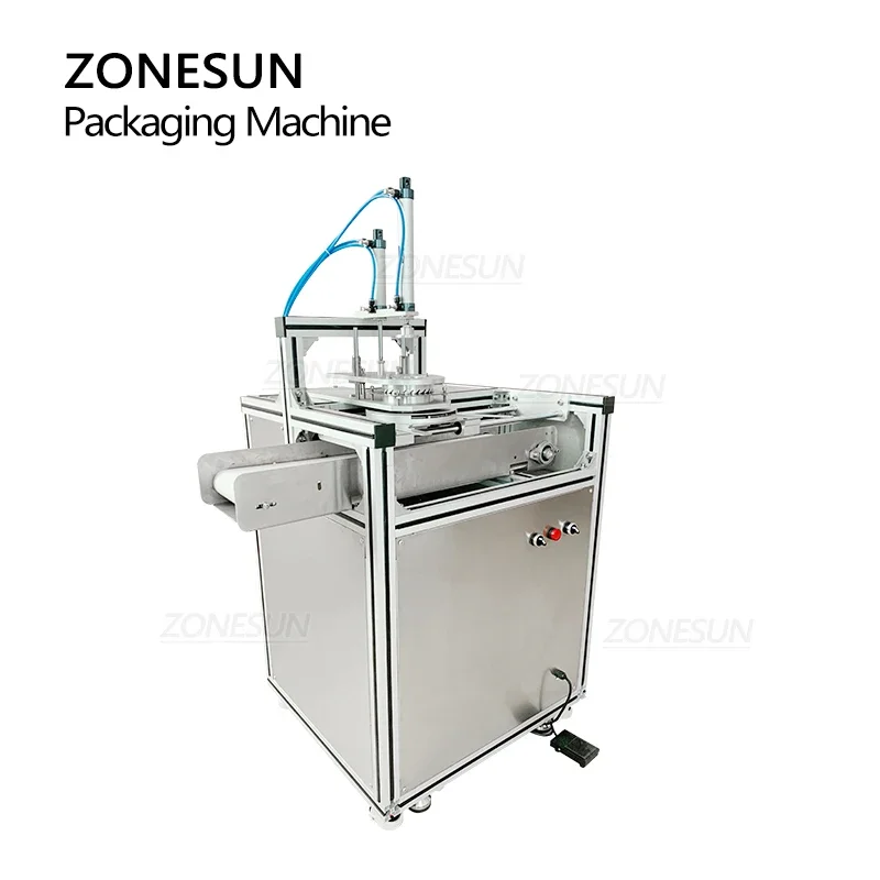 ZONESUN ZS-PK950 Semi Automatic Toilet Cleaner Hotel Soap Cake Teacake Pleated Wrapping Machine Packaging Machine With Conveyor