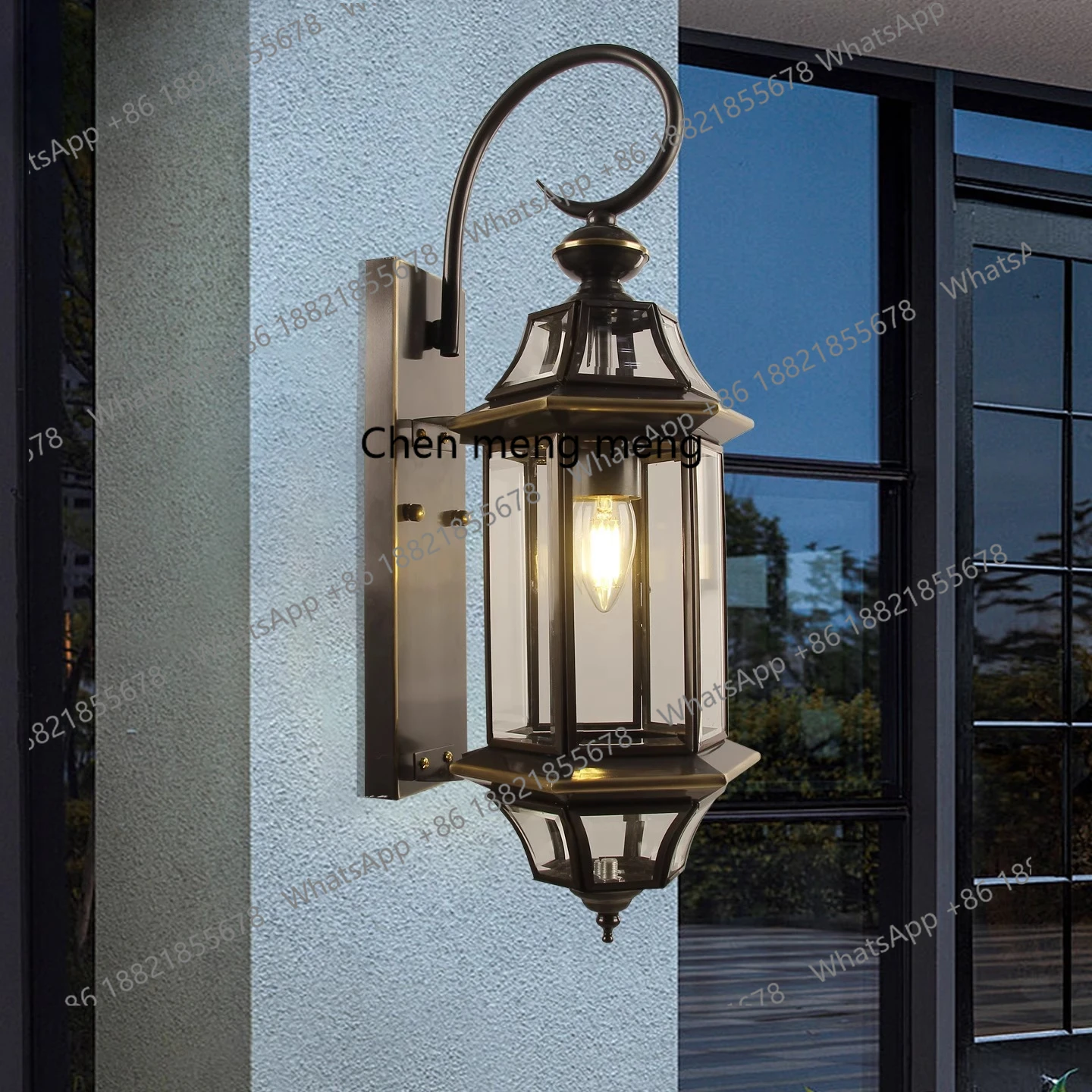 All copper outdoor entrance waterproof gate garden wall lamp villa balcony aisle staircase corridor lamp