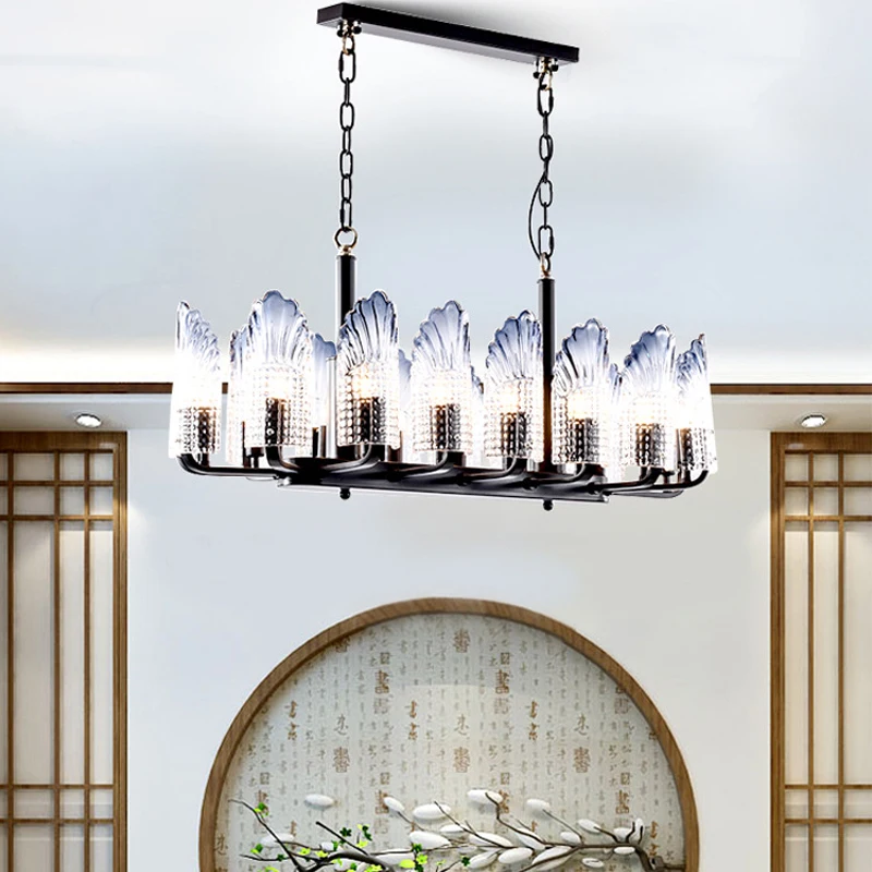 AiPaiTe Modern LED Glass Chandelier Round/Long Shell Shape Blue Living Room Dining Room Chandelier