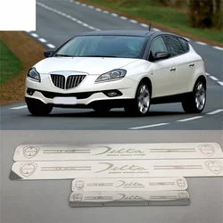 4pcs/Lot Car Sticker Ultra-Thin Stainless Steel Door Sill Scuff Plate For 2008-2019 Lancia Delta 844 Car Accessories