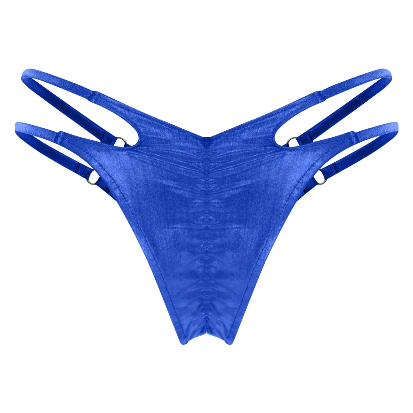 Womens Shiny Metallic Cheeky Bikini Swimwear Briefs Panties O-rings Hollow Out Duble Waistband Briefs Role Play Bikini Underwear