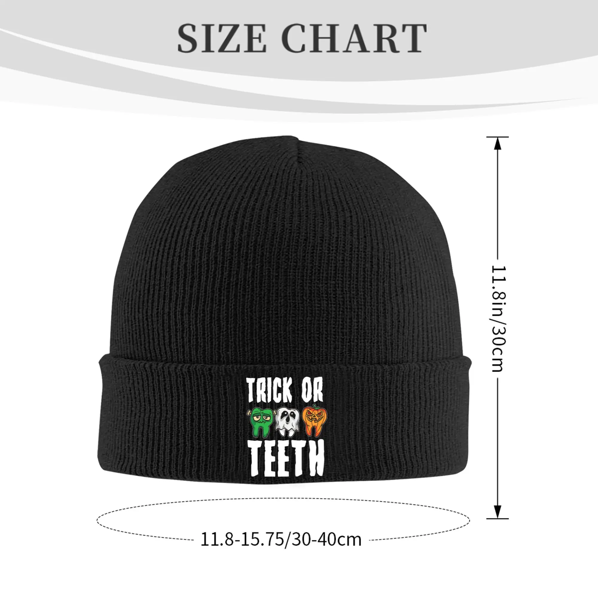 Trick or Teeth Dentist  Knitted Hat  Skullies Beanies Autumn Winter Hats Acrylic Cartoon Teeth Helloween Crochet Melon Cap