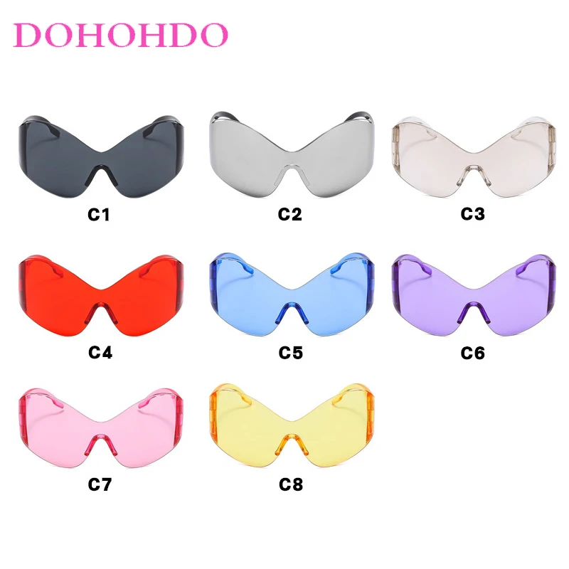 المتضخم Y2K الشرير بدون شفة قطعة واحدة النساء النظارات الشمسية الفاخرة مصمم الرجال مكبرة الرياضة في الهواء الطلق يندبروف نظارات للجنسين UV400 #6