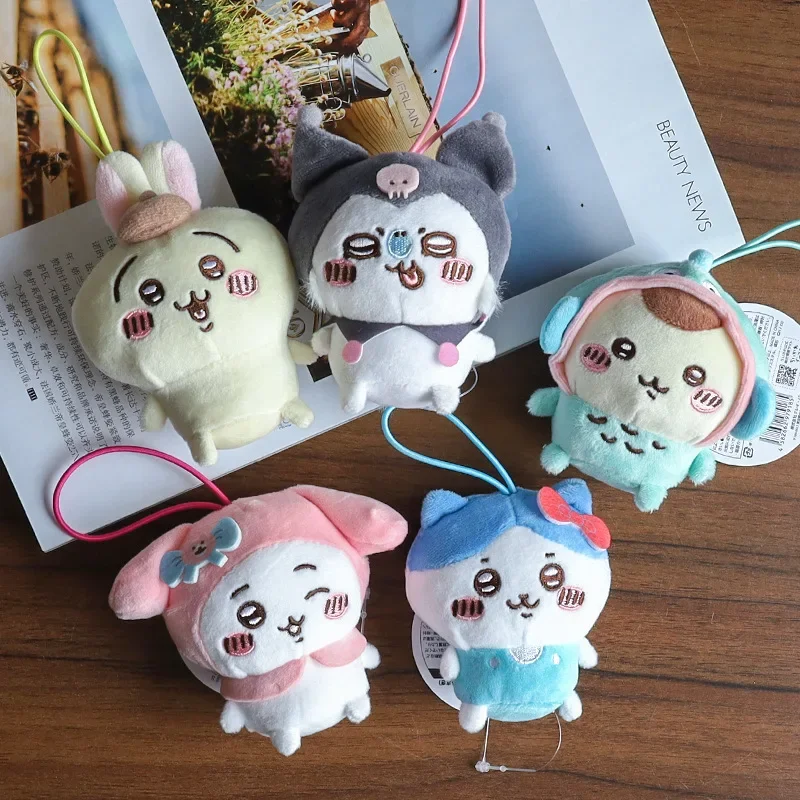 Chiikawa Plush Anime Peripherals USAGI Cute Car Keychain Girly Heart Children Hachiware School Bag Pendant Holiday Gift