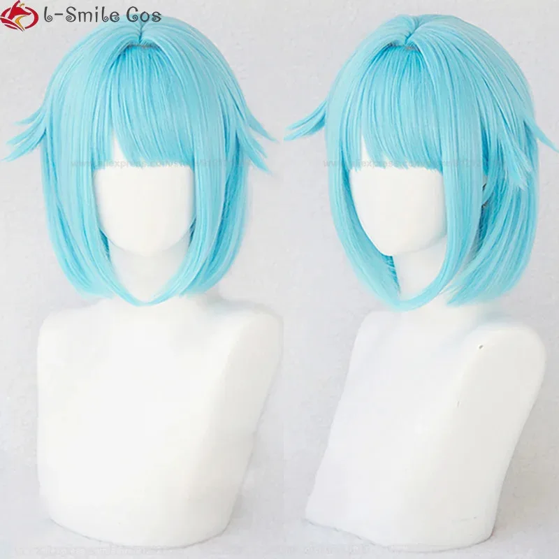 

2025 ES Shino Hajime Blue Short Cosplay High-temperature Fiber Synthetic Hair Wigs + Wig Cap