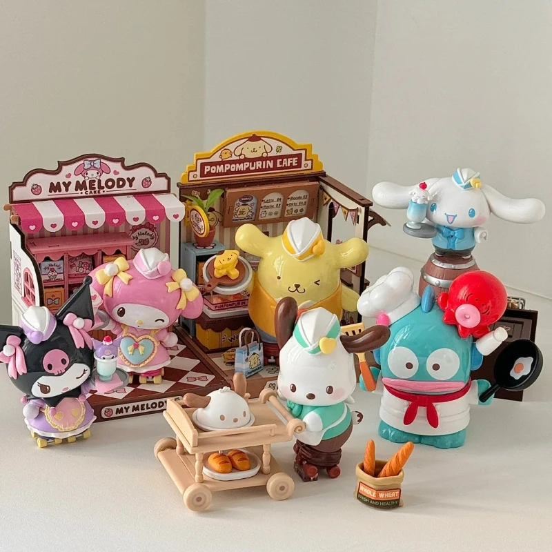 

Sanrio Roller Skating Restarant Series Blind Box Toys Surprise Gift Model Cartoon Collection Desktop Ornament Doll Children Toys