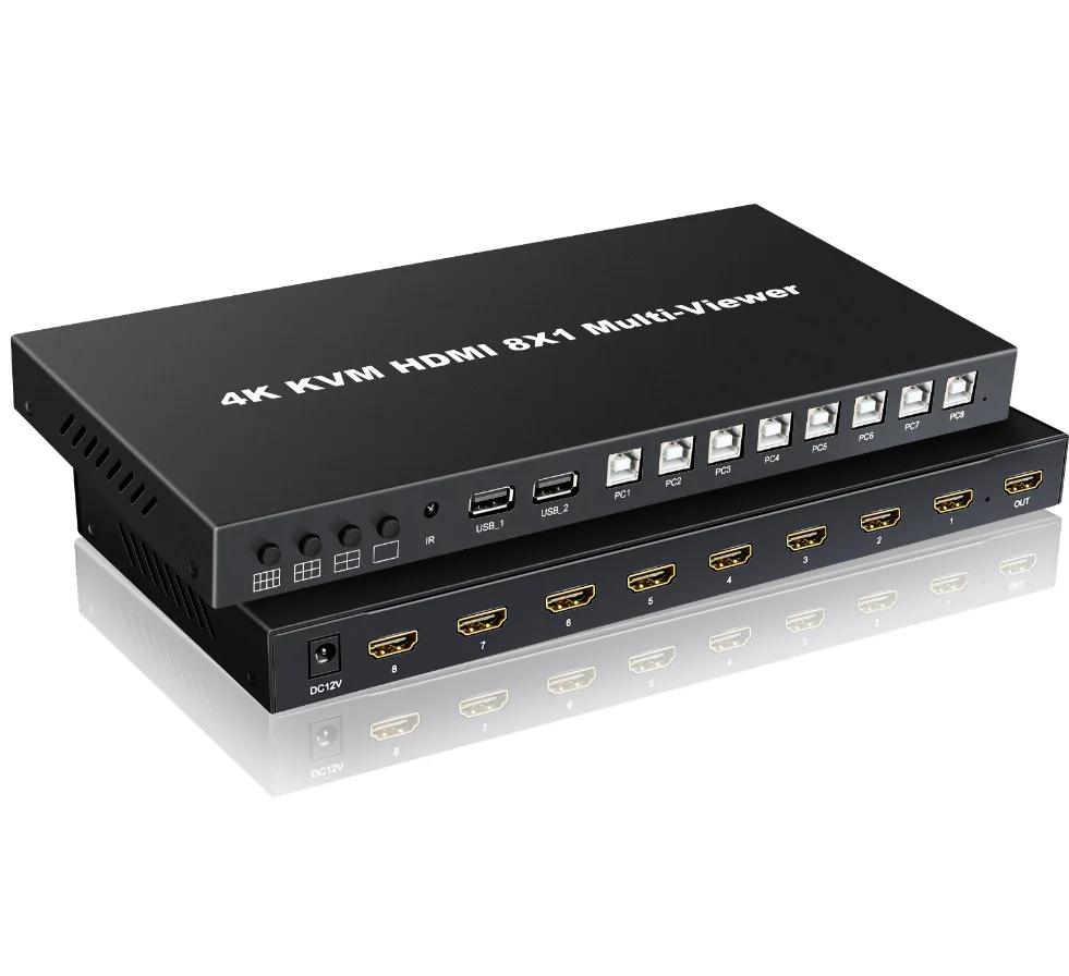 4K   KVM 8x1 Mult er Seamless Switching 8 Input 1 via Button and IR Control