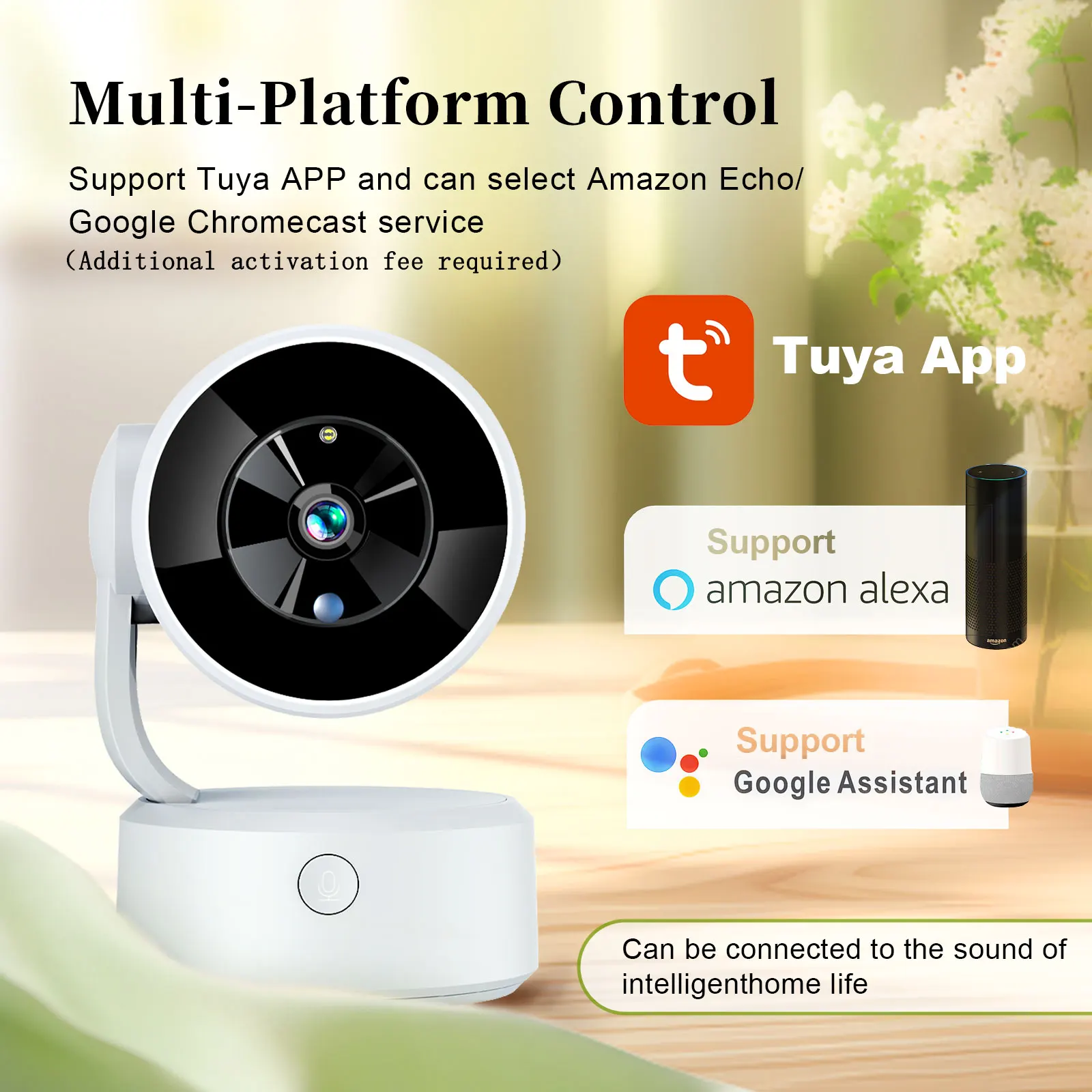 

Tuya WIFI IP Camera Indoor 2K Baby Monitor Two Way Talk Smart Home 4X Zoom PTZ 360° Surveillance Cameras Support Alexa Google