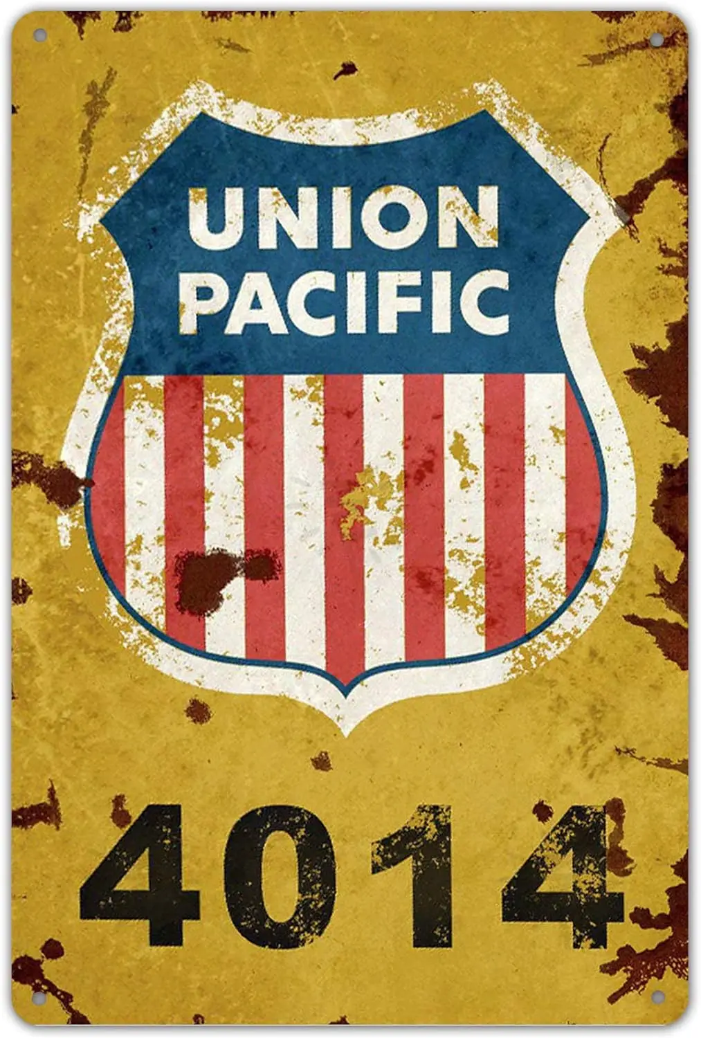 Union Pacific Railway Logo Train Railroad Rustic Retro Wall Decor Metal Tin Sign 8x12in