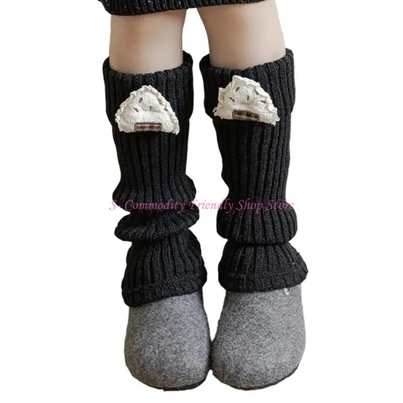 

85AE Warm Knit Leg Sleeves Socks Cover For Active Kids Cold Weather Protections