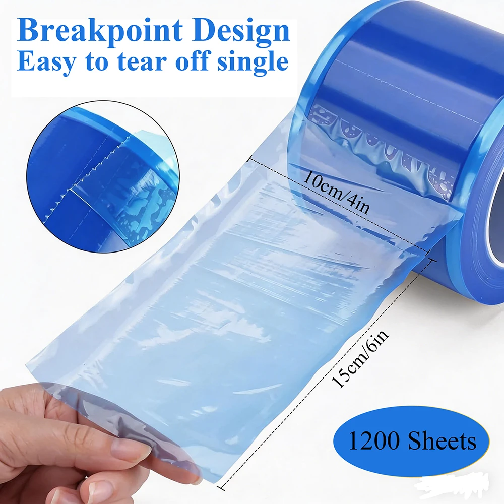 1200pcs Disposable Barrier Film Roll Protective Film Adhesive Tattoo Dental Waterproof Anti fouling Plastic Clear Wrap 10x15cm