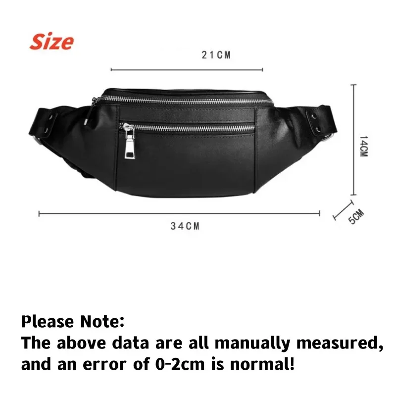 Men Leather Waist/Shoulder Bag Boy Super Nice Multifunctional Storage Bag Daily Outings Fashion Cowhide Chest Waist Bag