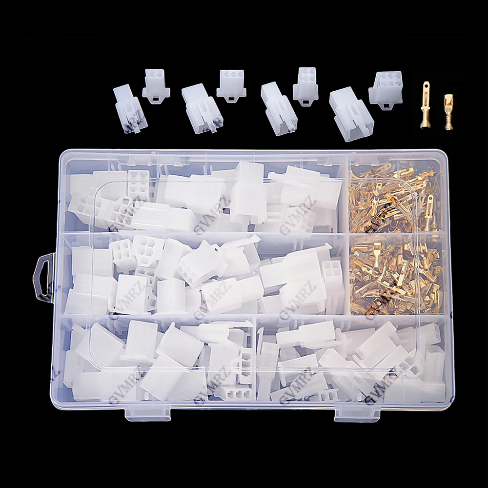 380PCS 2.8mm Pitch 2 3 4 6 Pin Electrical Wire Connector Male Female 2.8 Plug Cable Terminal Plug Kits for Car Motocycle Bike 3P