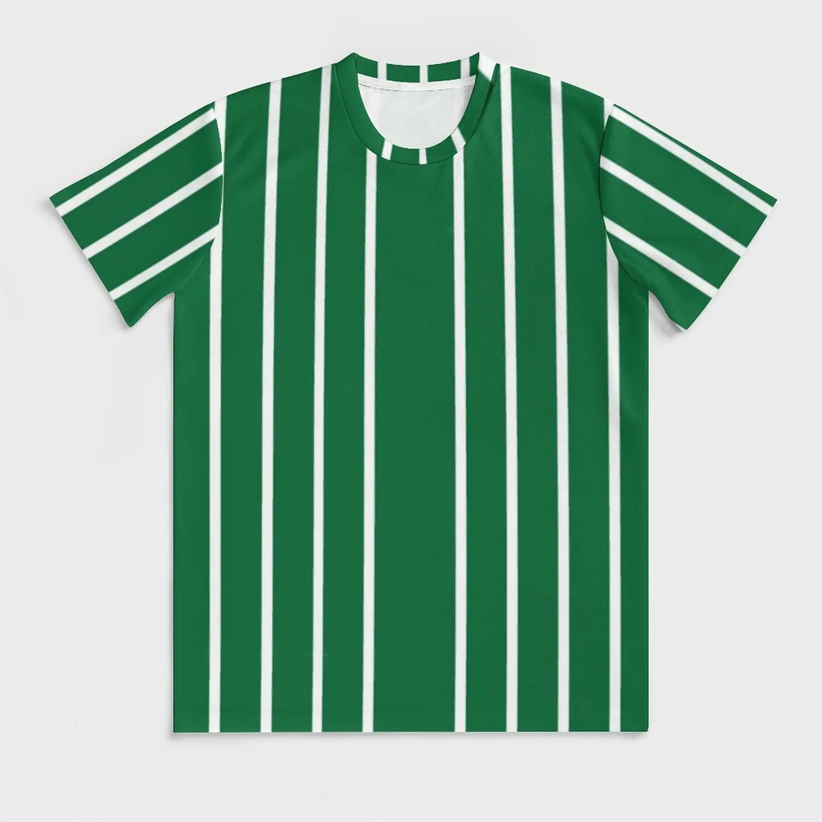 Green And White Striped T Shirt Vertical Lines Print Hip Hop T-Shirts Short Sleeve Custom Tops Kawaii Oversized Top Tees