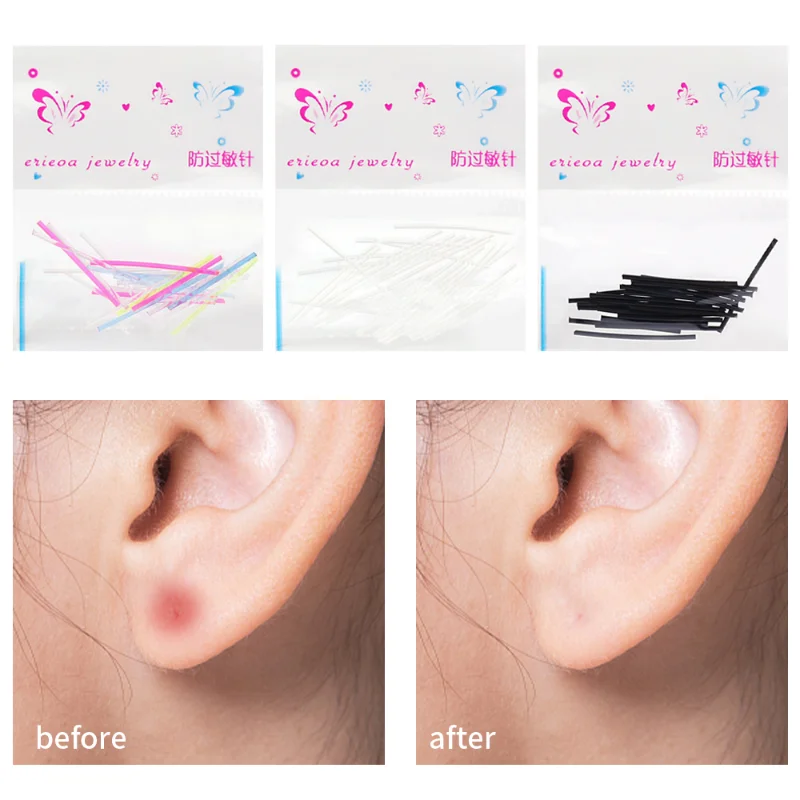 20PCS Hypoallergenic Simple Plastic Earrings Clear Ear Pins Needle Earhole Maintenance Earring Ear Bar DIY Ear Accessories